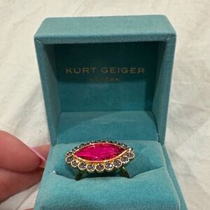 Kurt Geiger Fuchsia and Gold Statement Ring